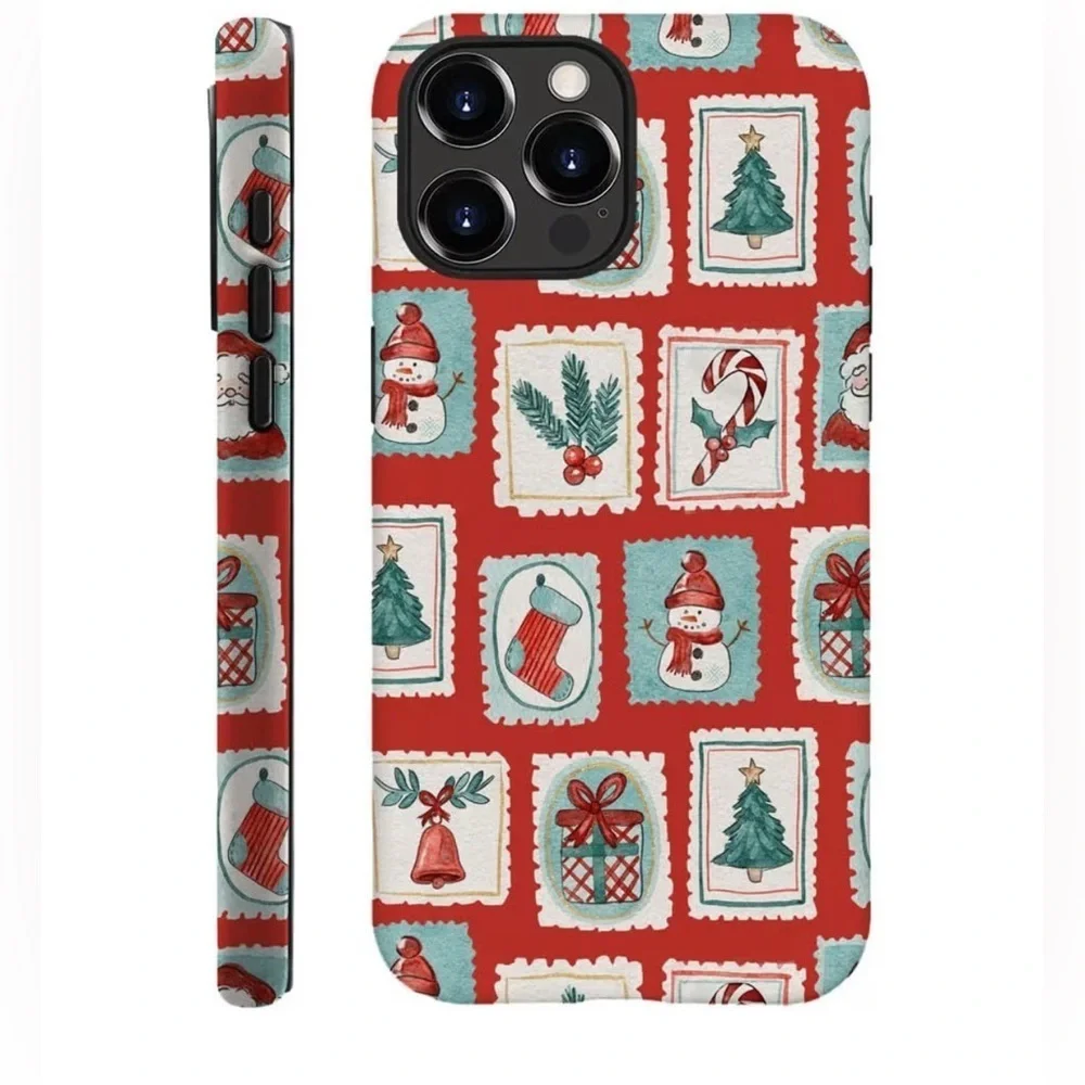 Compatible with for iPhone 13 Pro,Watercolor Christmas Stamp Snowman Phone Case